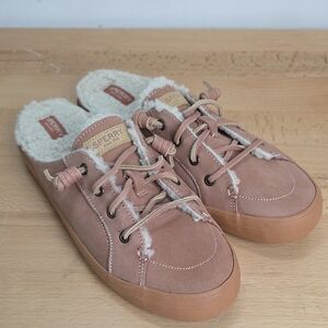 Sperry Women’s Pink Suede Shearling-Lined Slip-On Sneakers Size 8